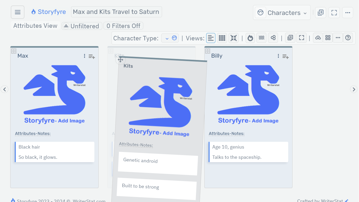 Storyfyre Origin Characters: Character Move/Drag