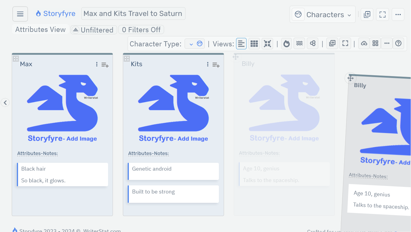 Storyfyre Origin Characters: Character Move/Drag Off Screen