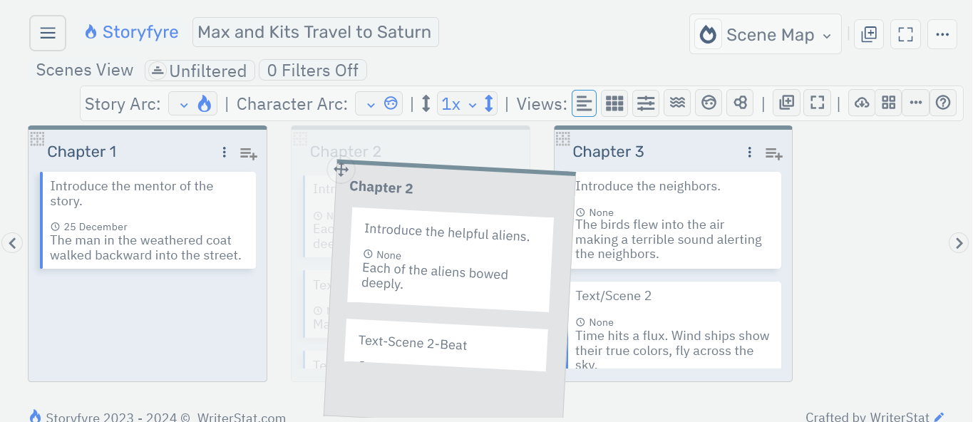 Storyfyre Scene Map: Chapter Move/Drag