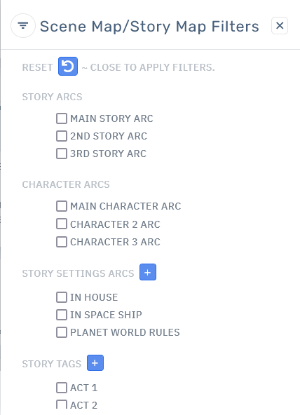 Storyfyre Filters Panel