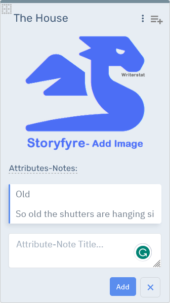 Storyfyre Story Settings: Story Setting Attribute Add