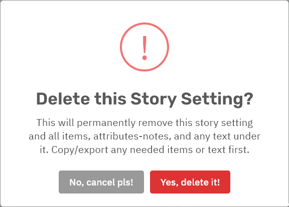 Storyfyre Story Settings: Story Setting Remove