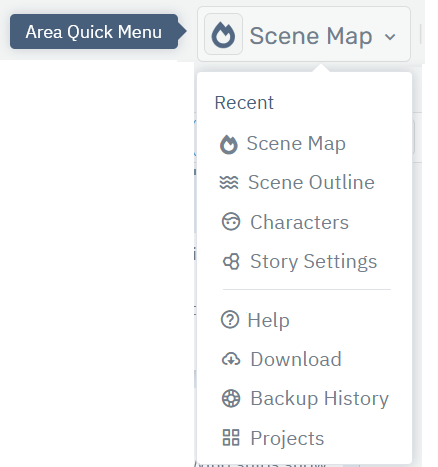 Storyfyre Area Quick Menu