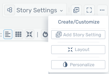 Storyfyre Top Menu Ellipse Create Menu